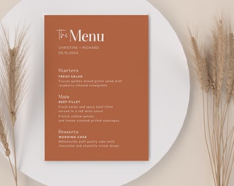 Terracotta Wedding | Wedding Menu Template | Terracotta Wedding Menu | Desert Wedding Menu | Editable Menu Template