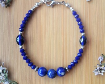 Armband Edelsteen Lapis Lazuli Blauwe Armband Lucky Eye voor Bescherming Schoudertasje Evil Eye Armband voor Geluk Edelsteen Cadeau voor haar aangepaste