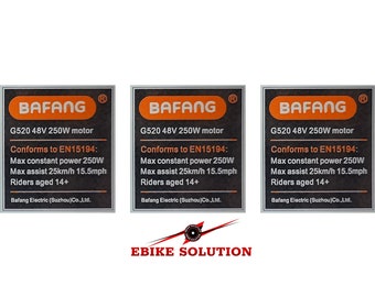 eBike 3x sticker decal 250W &#39;road legal&#39; for Bafang G520 (M500) electric motors