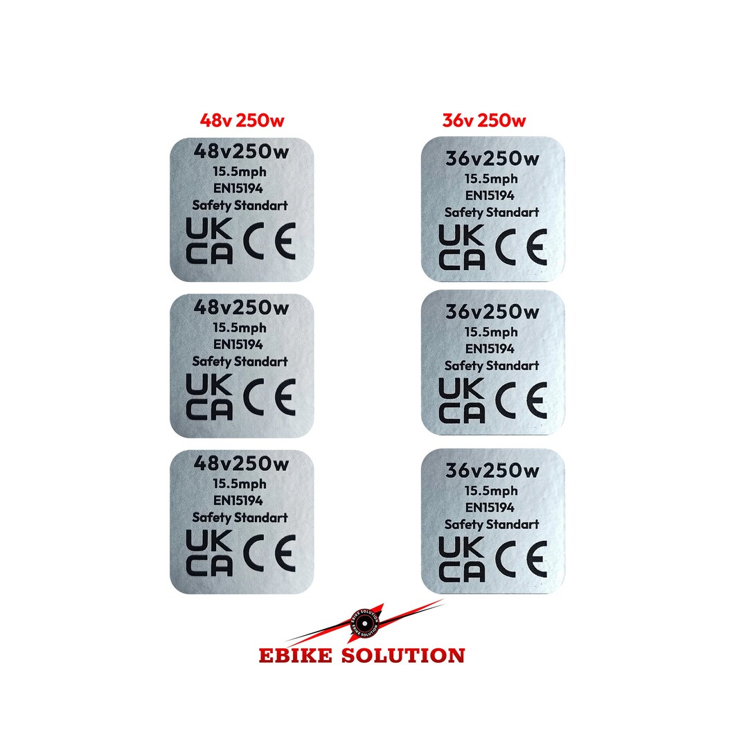 3x Motor Sticker Decal 36V/48V 250W Road Legal Ebike Stickers Decal ...