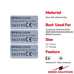 3x BAFANG Ebike Sticker – 48V 10A Label – Silver – For BAFANG Motors