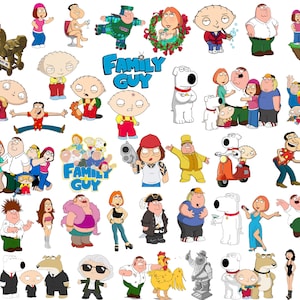 May include: A colorful illustration featuring characters from the animated television series Family Guy. The image includes various characters, including Peter Griffin, Lois Griffin, Stewie Griffin, Brian Griffin, and Meg Griffin. The characters are depicted in various poses and expressions, with the text "Family Guy" prominently displayed in the center of the image.