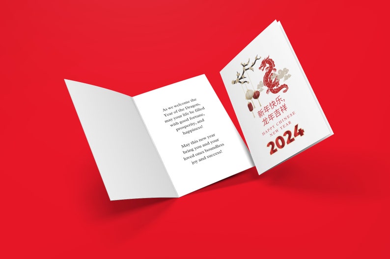 Lunar New Year Greeting Card, Chinese New Year, Year of Dragon, Chinese