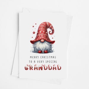 Granddad Christmas Card, Christmas Gift, Christmas Gnome Card For Granddad, Special Grandad Gnome Christmas Card, Merry Christmas Granddad