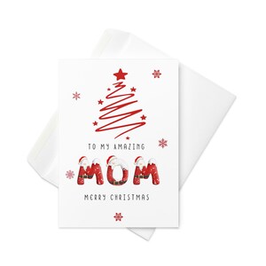 Weihnachtskarte für Mama, Weihnachtsandenken für Mama, Weihnachtsgeschenk, Frohe Weihnachten Mama, rote Weihnachtsbaum Karte, Weihnachtskarte für Mama