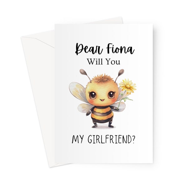 Girlfriend Proposal, 5x7 Greeting Card, Personalised Will You Be My Girlfriend Card