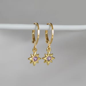 North Star Huggies – Dainty 18K Gold Plated Earrings
