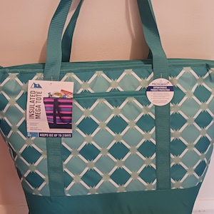 12 Gallons Mega Tote Insulated Green Triangle Bag, for Outdoor Picnic, Cooler Bag for camping, Sport, Beach, Travel, Fishing