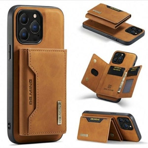 Apple iPhone 13 Funda magnética con ranuras para tarjetas extraíbles y tapa tipo billetera