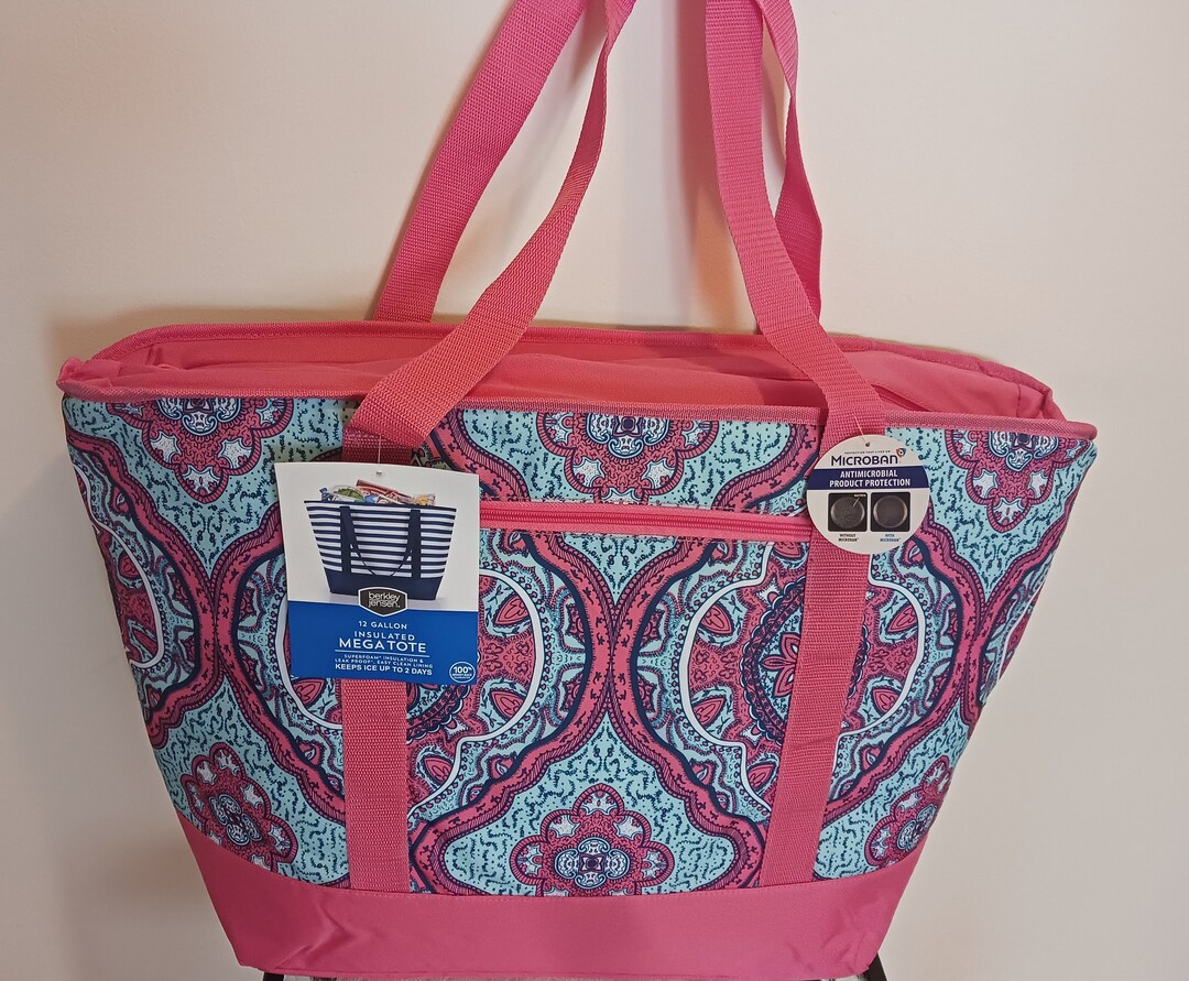 12 Gallons Mega Tote Insulated Orange Aqua Print Bag for Outdoor Picnic Cooler Bag for Camping Sport Beach Travel Fishing Etsy