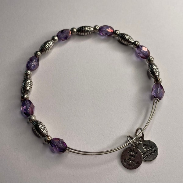 Alex and Ani Amethyst beaded bracelet