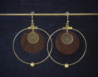 Walnut Wood Earrings, handmade, French craftsmanship