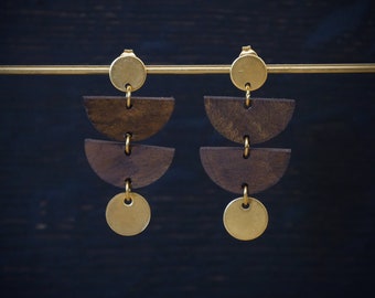 Walnut Wood Earrings, handmade, French craftsmanship