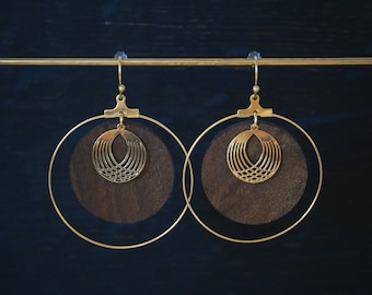 Walnut Wood Earrings, handmade, French craftsmanship