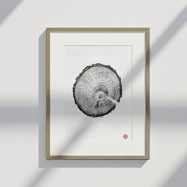 Estampe Naturelle, Impression d'Arbre, Impression Bois, Eco-print, Art minimaliste