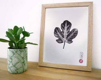 Nature Print, Fig Tree Print, Leaves & Flowers Print, Nature Print, Eco-print, Minimalist Art