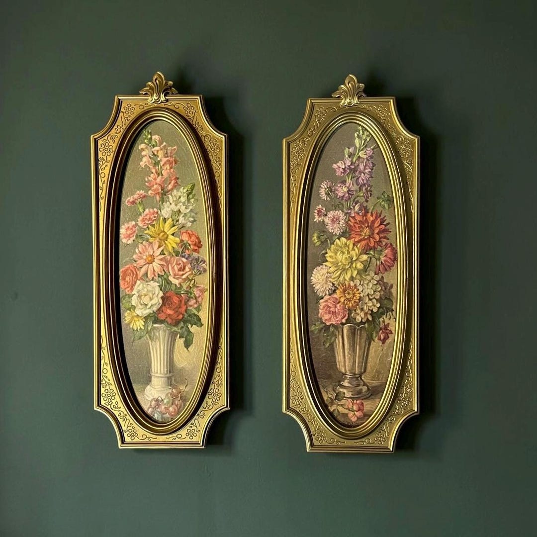 Vintage Ornate Gold Framed Floral Art Prints, “florentine Gardens ...