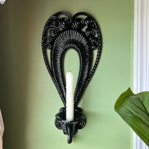 Vintage Ornate Black Gothic Victorian Candle Sconce, Gallery Wall Decor, Dark Maximalism Romantic Cottage