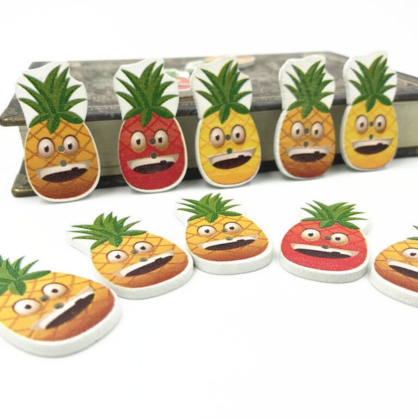 Smiley Pineapple Kid‘s Handicrafts Scrapbooking 4cm sewing Wooden buttons