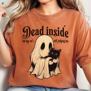 Dead Inside Ghost Black Cat Halloween Shirt, Halloween Cat Mama Tee, Spooky Seasonal Cat, Ghost Cat Shirt, Black Cat Ghost Tee, Catful Shirt