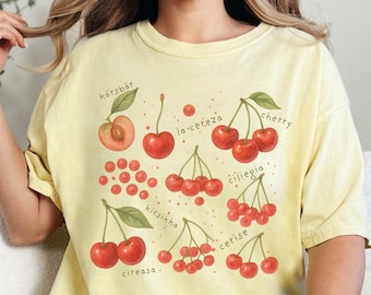 Cherry Shirt, Fruit Shirt, Cherries Shirt, Oldschool Tee, Botanical Shirt, Cottagecore Clothing Shirt, Summer Fruit Shirt, Aesthetic Clothes