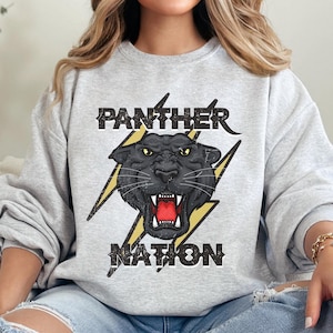 Panther SweatShirt, School Spirit SweatShirts, Panther Mascot Shirt, Panther Football Mom, Panther Football Sweatshirt, Distressed Pullover