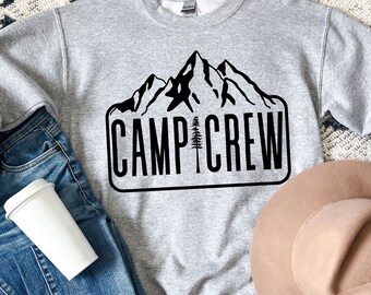 Camiseta de equipo de campamento, sudadera para campistas, cuello redondo de campamento, regalo para amantes de la naturaleza, sudadera de camping, amante del camping, camiseta de grupo de camping, modo vacaciones
