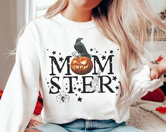 Momster Sweatshirt, Halloween Mom Sweatshirt, Frauen Halloween Shirt, Halloween T-Shirt, Herbst Sweatshirt, lustiges Halloween Shirt, Kürbis Shirt