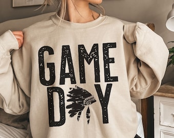 Sudadera escolar de los indios, sudadera del día del juego, camisa de los indios, camisa del día del juego, camisas de espíritu escolar, camisa de mamá de fútbol de los indios, Go Indians
