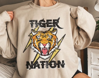 Tigers Shirt, Tigers Sweatshirt, Tiger Football, Tiger Pride, Tigers Crewneck, School Spirit Wear, Football Mom, Vintage School Shirt