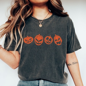Pumpkin Comfort Colors Shirt,  Jack O Lantern Pumpkin Tee, Pumpkins Shirt, Halloween T Shirt, Vintage Halloween, Spooky Shirt, Spooky Season