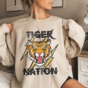 Tigers Shirt, Tigers Sweatshirt, Tiger Football, Tiger Pride, Tigers Crewneck, School Spirit Wear, Football Mom, Vintage School Shirt