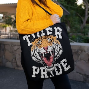 Tiger Tote Bag, Tiger Mascot Gift, Tiger Mom Gift, School Spirit Gear, Vintage Tiger Gift, Retro Tiger, Tiger Lover,  Vintage Reusable Bag