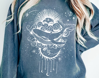 Sudadera Ballena Celestial: Astrología del Sol y la Luna, Colores Cómodos