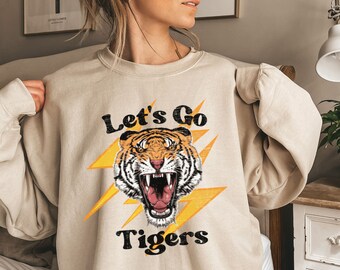 Vintage Tigers Sweatshirt: Retro School Spirit Football Mom Shirt