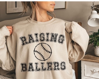 Sudadera Raising Ballers, Sudadera del día del juego, Sudadera de mamá de béisbol, Camisa de béisbol retro, Camisa Raising Ballers, Camisa de mamá de béisbol