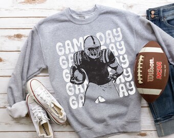 Game Day voetbalsweatshirt, voetbalspeldagshirt, voetbalmoedershirt, voetbalseizoen, schoolgeestshirt, retro voetbalshirt