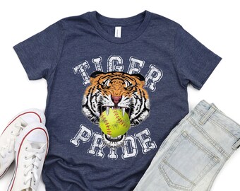 Camiseta juvenil de softbol de tigre, camiseta de softbol de tigres, camiseta juvenil de tigre, camiseta de mascota de tigre, Go Tigers, camisas de espíritu, camiseta juvenil de tigres