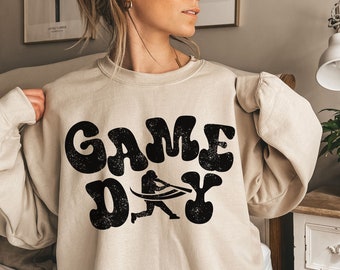 Game Day Baseball Shirt, Baseball Shirt, Baseball Sweatshirt, Baseball Mom Shirts, Baseball Mom Sweatshirt, Baseball Crewneck