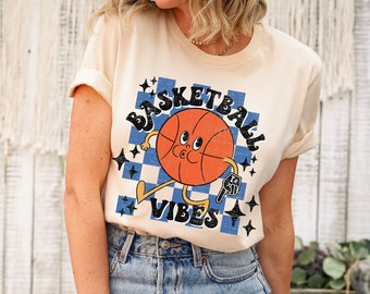 Basketball Vibes Shirt, Basketball Shirt, Game Day T-Shirt, Mom Basketball Shirt, Retro Basketball Shirt, Vintage Basketball Tee