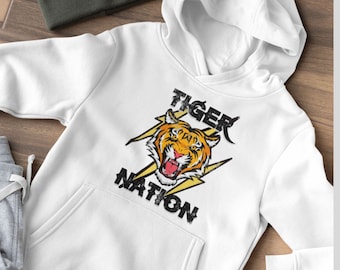 Tigers Youth Hoodie, Tiger Nation, Tigers Hoodie, Go Tigers, Tiger School Spirit, Tigers Football, Tigers Basketball, Tigers Team Hoodies