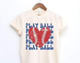 Chemise Play Ball Comfort Colors : t-shirt coeur de baseball
