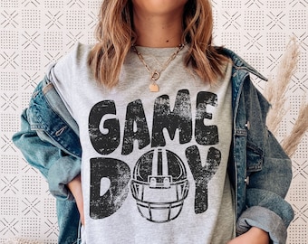 Retro Game Day Football T-Shirt: Grunge Style, Football Mom Shirt