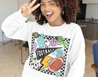 Retro Game Day voetbalsweatshirt, voetbalspeldagsweatshirt, vintage voetbalshirt, voetbalmoedershirt, voetbalschoolgeest