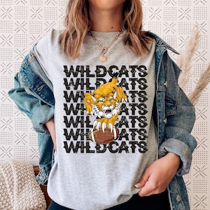 Wildcats Shirt, Wildcats Tshirt, Wildcat Mascot Shirt, Wildcat Shirt, Wildcat Football, Football Mascot, School Spirit Shirt, Retro Football