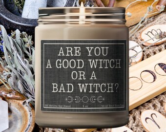 Vela de soja de bruja buena/bruja mala: decoración de brujas, regalo de amistad