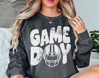 Camisa del día del juego, camiseta de fútbol, camiseta del espíritu de la escuela de fútbol, casco de fútbol, camisa de mamá de fútbol, mamá deportiva, colores de comodidad de fútbol