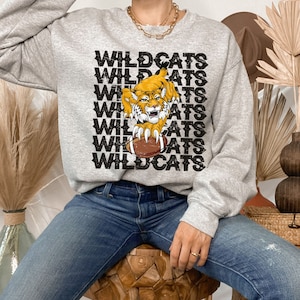 Wildkatzen Sweatshirt, Wildkatzen Fußball Shirt, Wildkatzen Shirt, Vintage Fußball Shirt, Wildkatze Maskottchen Shirt, Schulgeist Shirts