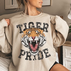 Tigers Sweatshirt, Tiger Shirt, Tiger Pride, Retro School Spirit Shirts, Tigers Football, Football Mom Shirt, Go Tigers, Vintage School Tee