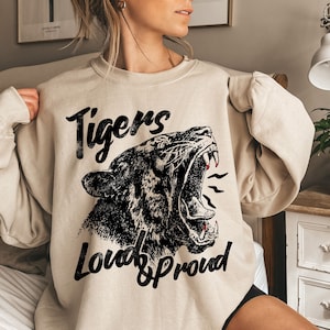 Tigers Sweatshirt, Tiger Sweatshirt, Tiger Football, Tigers School Spirit, Football Mom, Tigers Shirt, Tiger Crewneck, Tiger Spirit Pullover